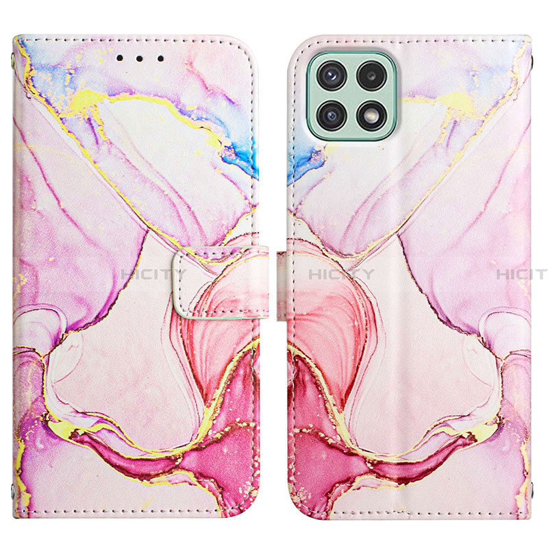 Coque Portefeuille Motif Fantaisie Livre Cuir Etui Clapet Y04B pour Samsung Galaxy A22 5G Rose Plus