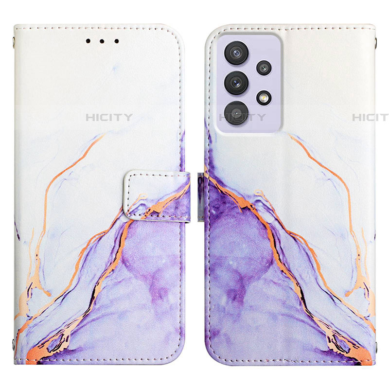 Coque Portefeuille Motif Fantaisie Livre Cuir Etui Clapet Y04B pour Samsung Galaxy A72 5G Violet Plus