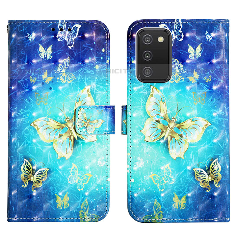 Coque Portefeuille Motif Fantaisie Livre Cuir Etui Clapet Y04B pour Samsung Galaxy M02s Bleu Ciel Plus