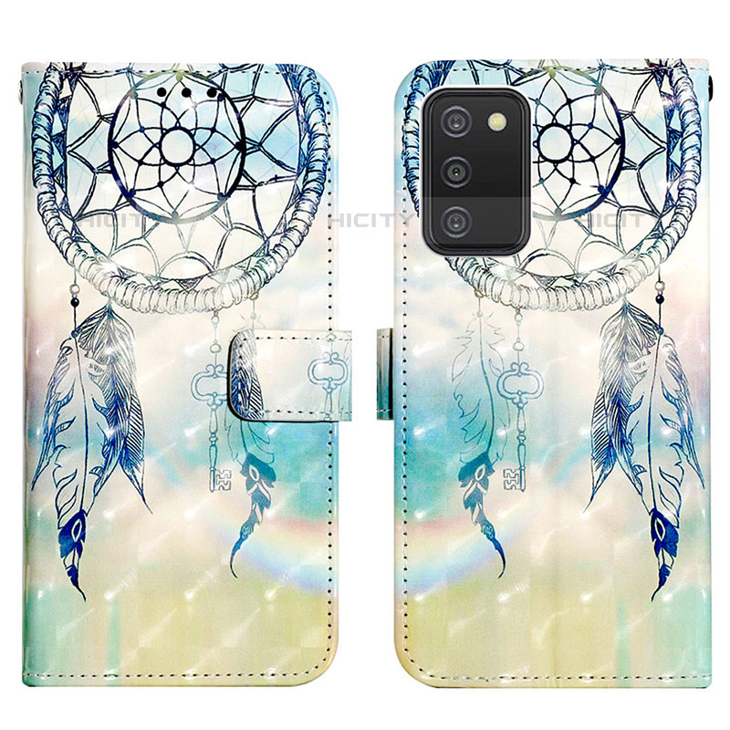 Coque Portefeuille Motif Fantaisie Livre Cuir Etui Clapet Y04B pour Samsung Galaxy M02s Bleu Clair Plus