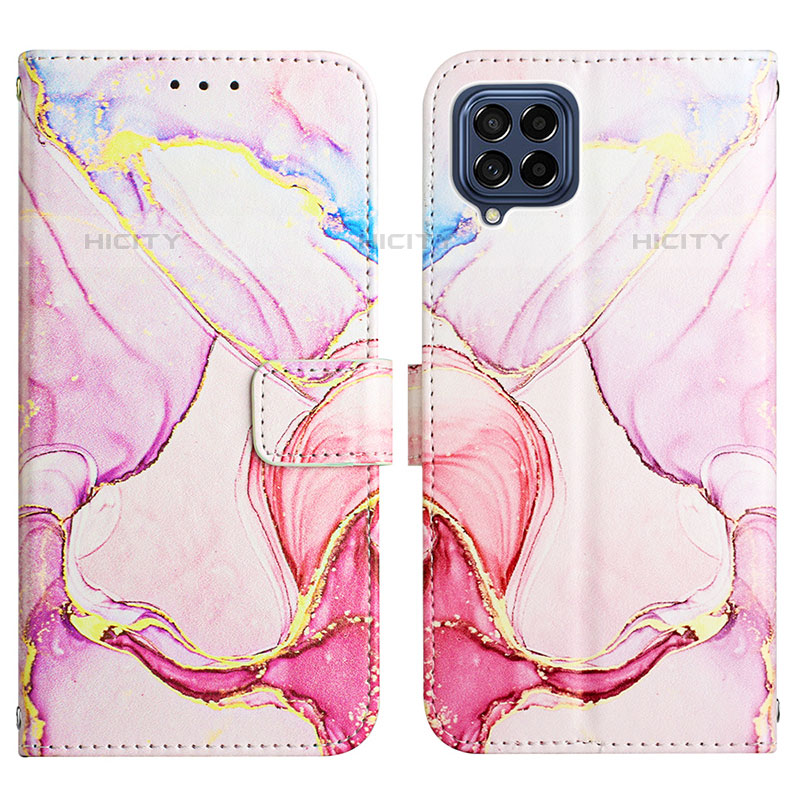 Coque Portefeuille Motif Fantaisie Livre Cuir Etui Clapet Y04B pour Samsung Galaxy M53 5G Rose Plus