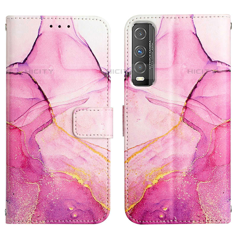 Coque Portefeuille Motif Fantaisie Livre Cuir Etui Clapet Y04B pour Vivo iQOO U1 Rose Rouge Plus