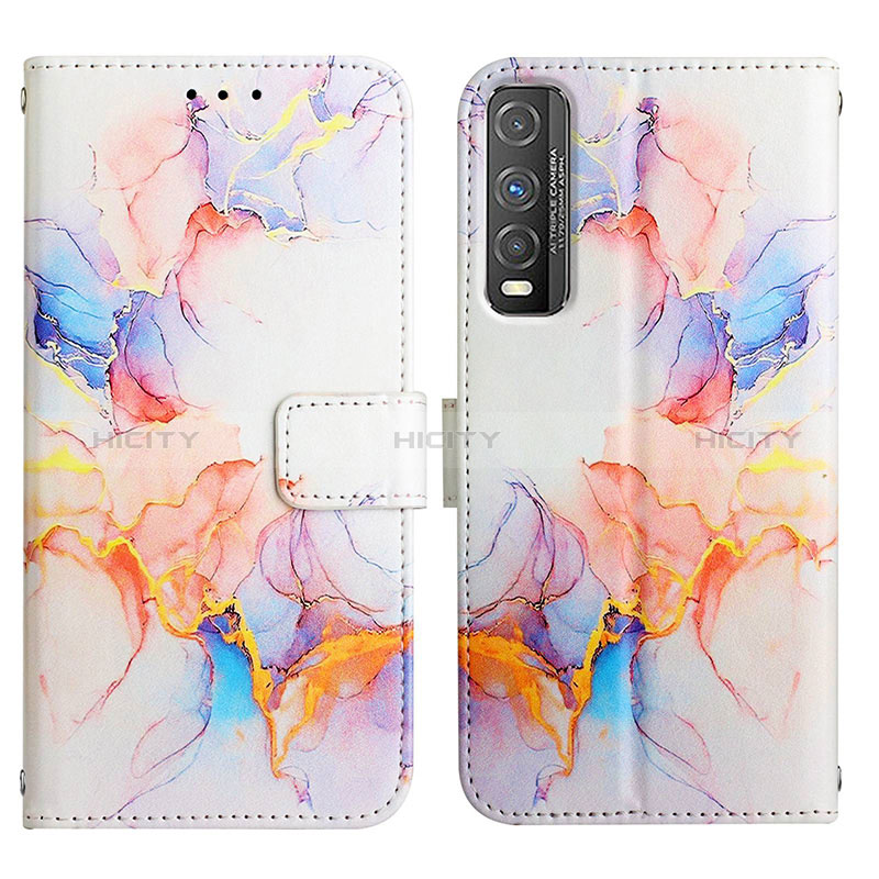 Coque Portefeuille Motif Fantaisie Livre Cuir Etui Clapet Y04B pour Vivo Y50t Bleu Plus