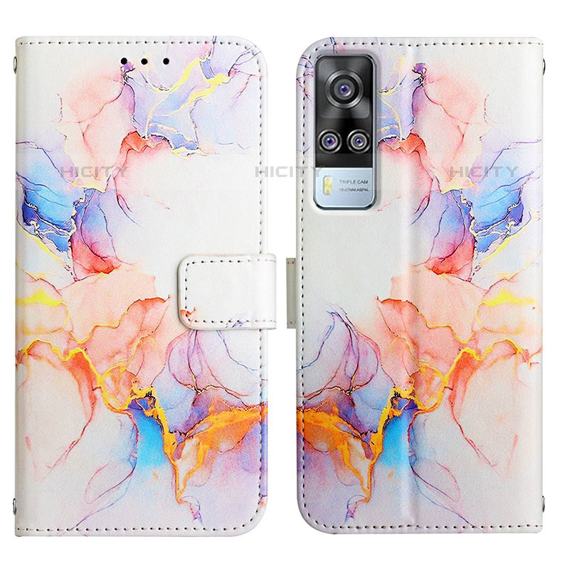 Coque Portefeuille Motif Fantaisie Livre Cuir Etui Clapet Y04B pour Vivo Y51A Bleu Plus