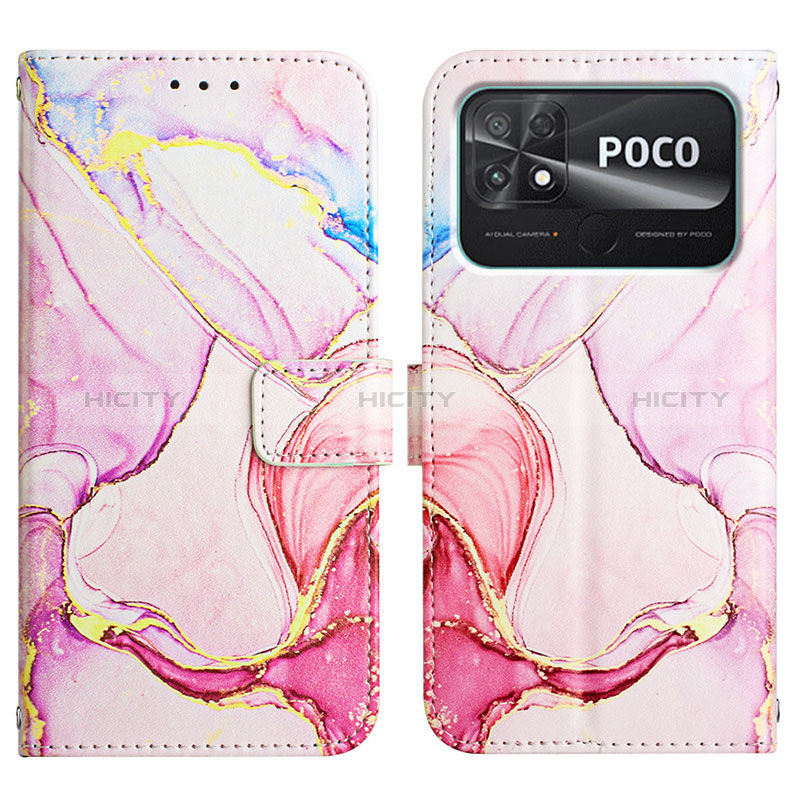 Coque Portefeuille Motif Fantaisie Livre Cuir Etui Clapet Y04B pour Xiaomi Poco C40 Rose Plus