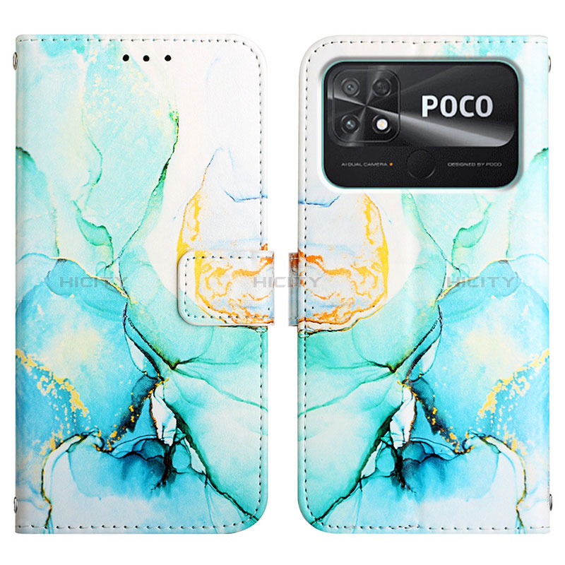 Coque Portefeuille Motif Fantaisie Livre Cuir Etui Clapet Y04B pour Xiaomi Poco C40 Vert Plus