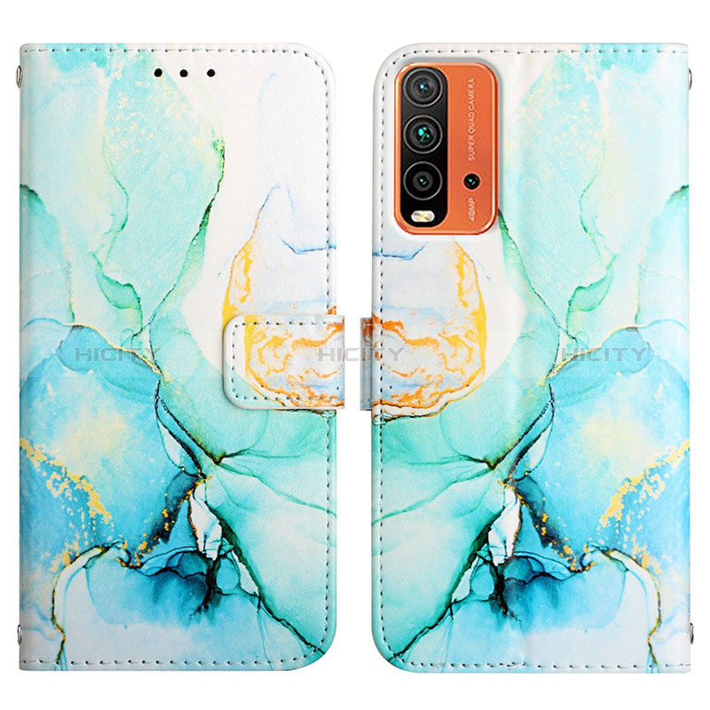 Coque Portefeuille Motif Fantaisie Livre Cuir Etui Clapet Y04B pour Xiaomi Redmi 9 Power Vert Plus