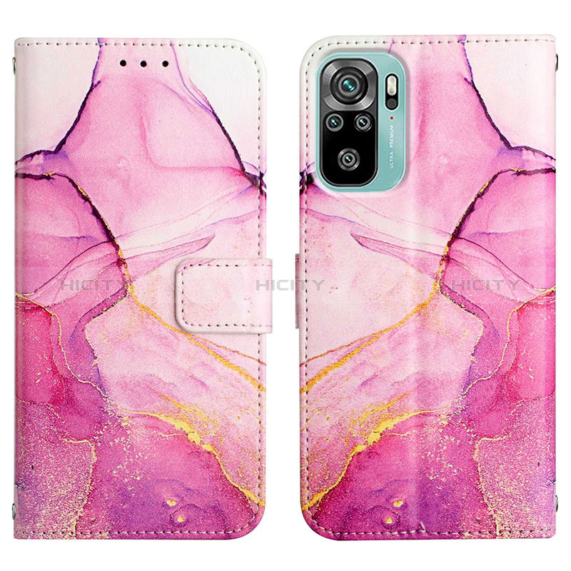 Coque Portefeuille Motif Fantaisie Livre Cuir Etui Clapet Y04B pour Xiaomi Redmi Note 10 4G Rose Rouge Plus