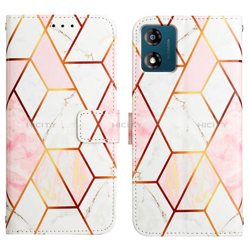 Coque Portefeuille Motif Fantaisie Livre Cuir Etui Clapet YB4 pour Motorola Moto E13 Blanc Plus