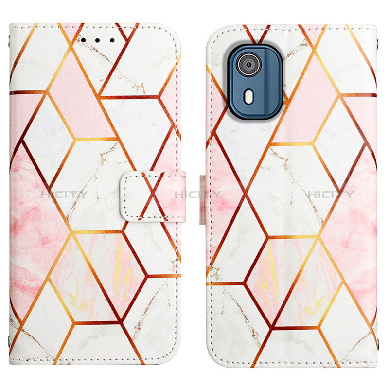 Coque Portefeuille Motif Fantaisie Livre Cuir Etui Clapet YB4 pour Nokia C02 Blanc Plus