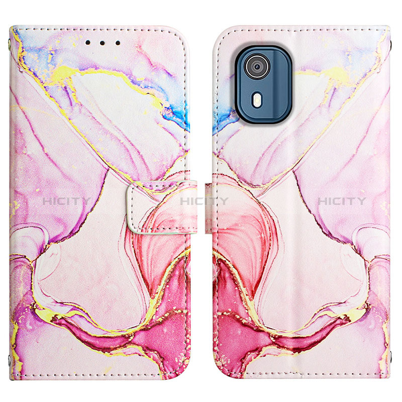 Coque Portefeuille Motif Fantaisie Livre Cuir Etui Clapet YB4 pour Nokia C02 Rose Plus