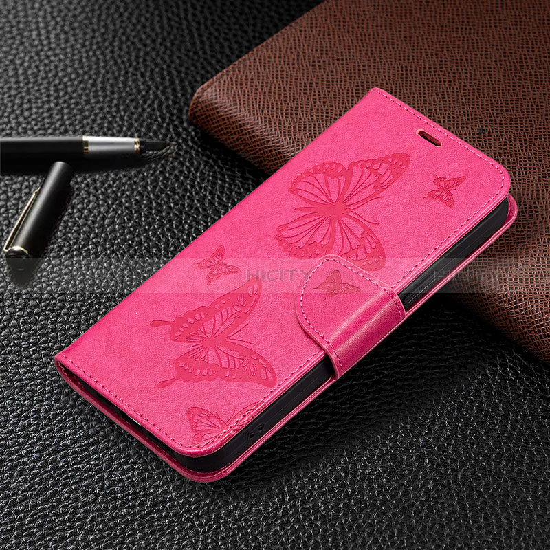 Coque Portefeuille Papillon Livre Cuir Etui Clapet B01F pour Huawei Honor X7a Rose Rouge Plus