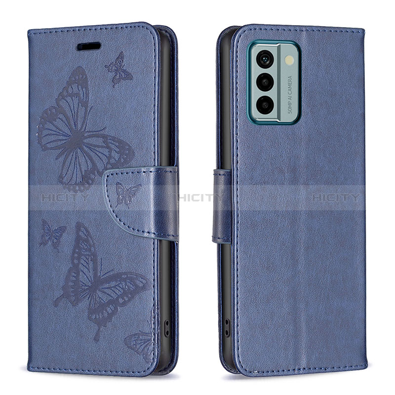 Coque Portefeuille Papillon Livre Cuir Etui Clapet B01F pour Nokia G22 Bleu Plus