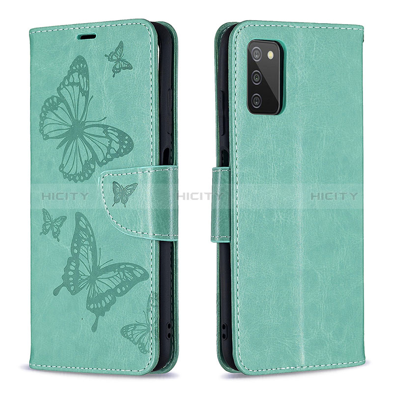 Coque Portefeuille Papillon Livre Cuir Etui Clapet B01F pour Samsung Galaxy A02s Vert Plus