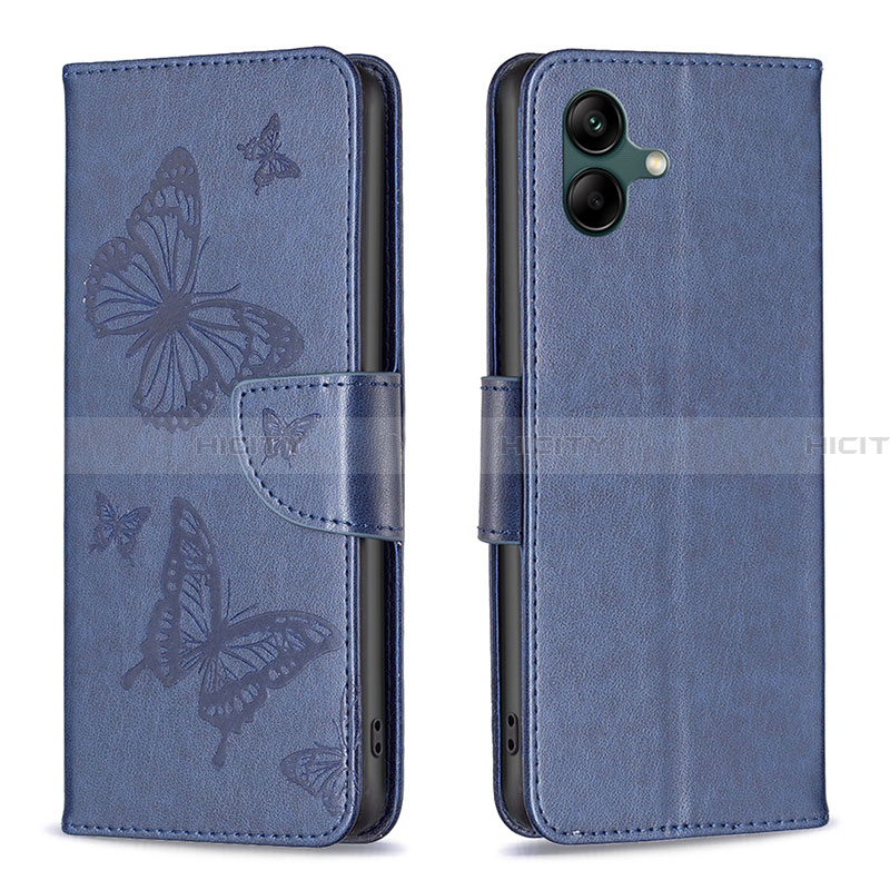 Coque Portefeuille Papillon Livre Cuir Etui Clapet B01F pour Samsung Galaxy A04 4G Bleu Plus