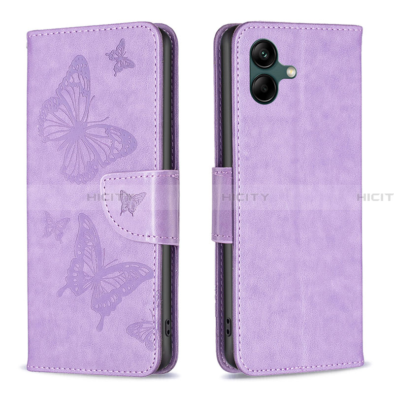 Coque Portefeuille Papillon Livre Cuir Etui Clapet B01F pour Samsung Galaxy A04 4G Violet Clair Plus