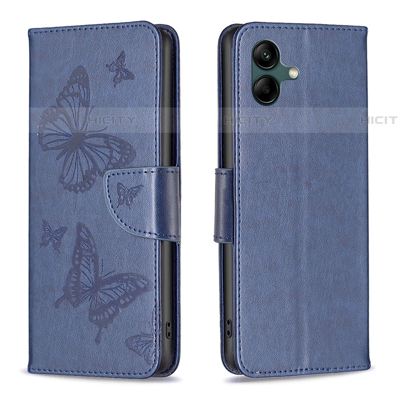 Coque Portefeuille Papillon Livre Cuir Etui Clapet B01F pour Samsung Galaxy A04E Bleu Plus