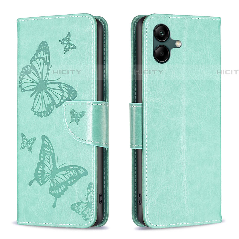 Coque Portefeuille Papillon Livre Cuir Etui Clapet B01F pour Samsung Galaxy A04E Vert Plus