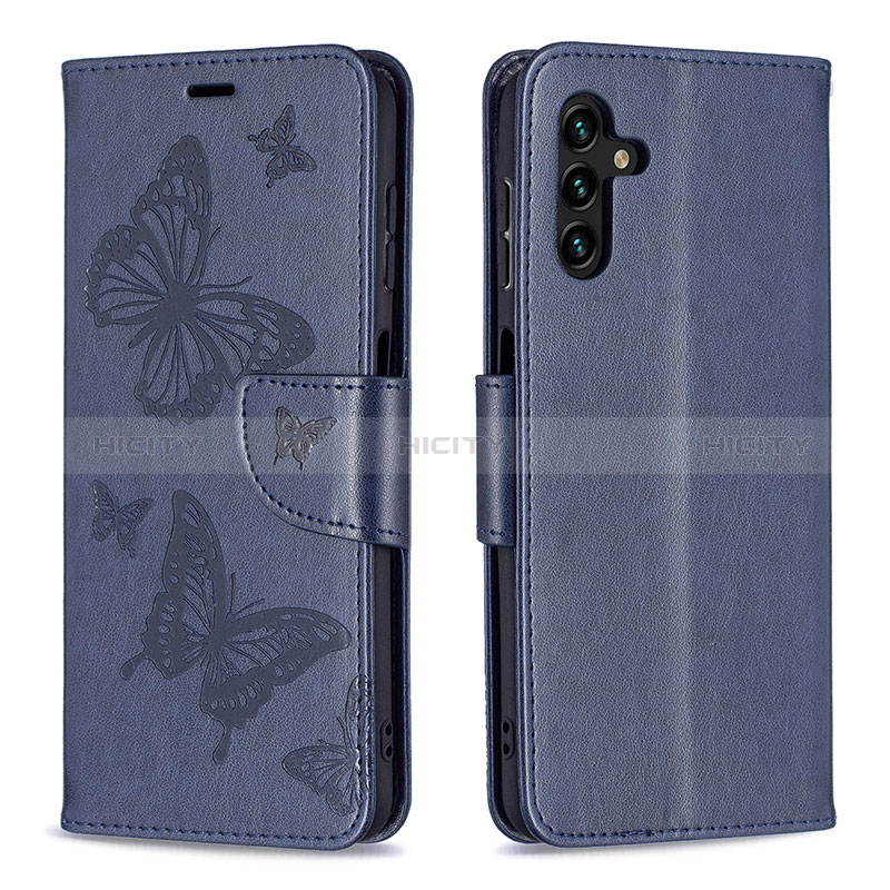 Coque Portefeuille Papillon Livre Cuir Etui Clapet B01F pour Samsung Galaxy A04s Bleu Plus