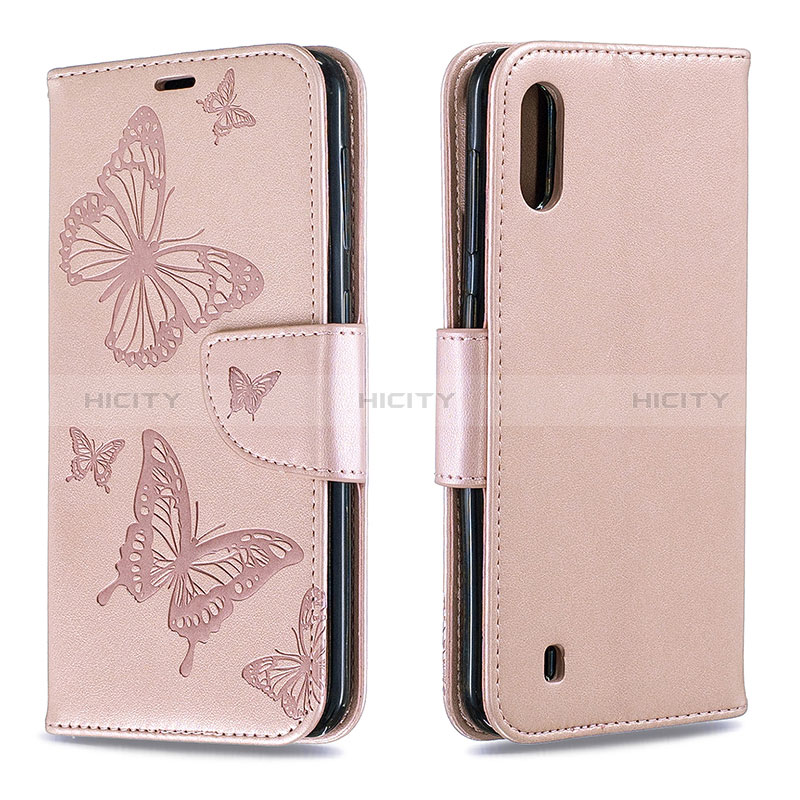 Coque Portefeuille Papillon Livre Cuir Etui Clapet B01F pour Samsung Galaxy A10 Or Rose Plus