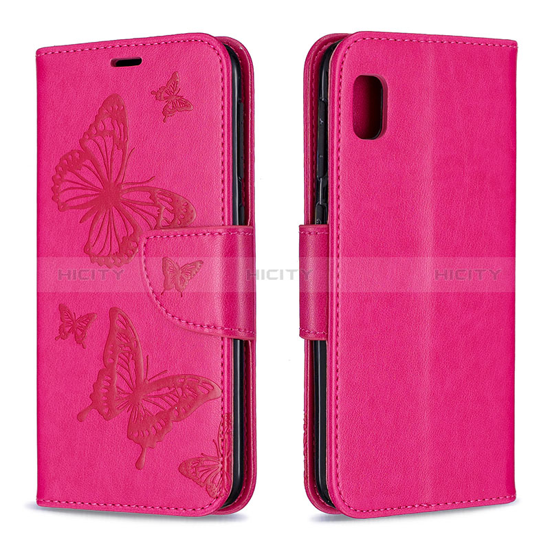 Coque Portefeuille Papillon Livre Cuir Etui Clapet B01F pour Samsung Galaxy A10e Rose Rouge Plus