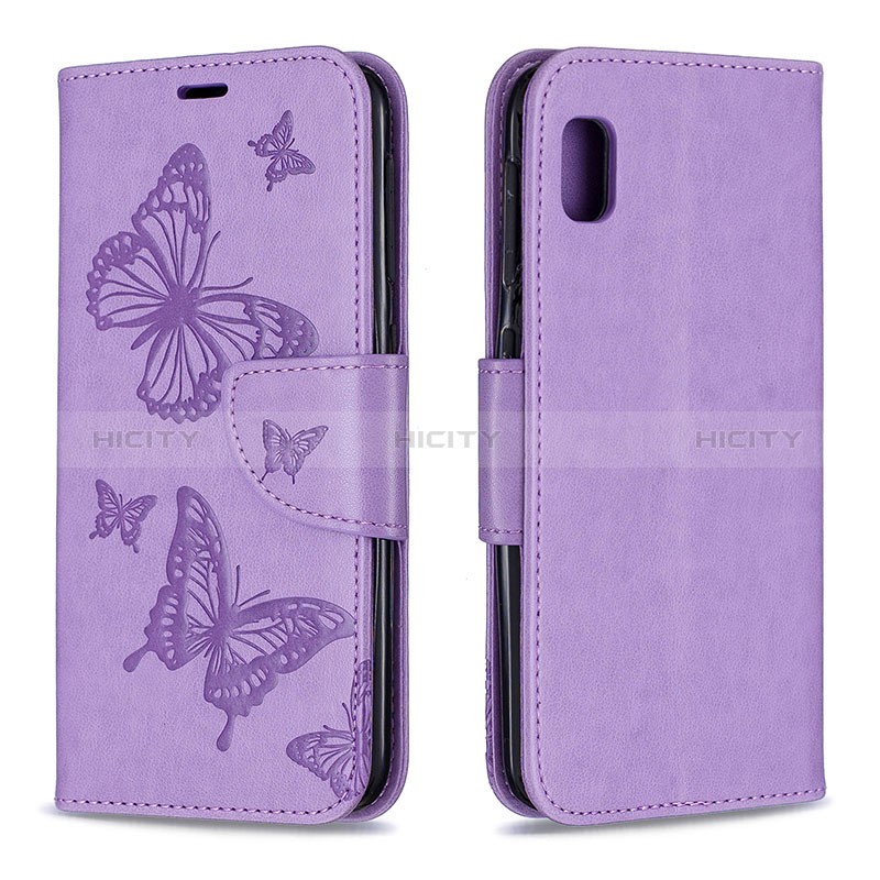 Coque Portefeuille Papillon Livre Cuir Etui Clapet B01F pour Samsung Galaxy A10e Violet Clair Plus