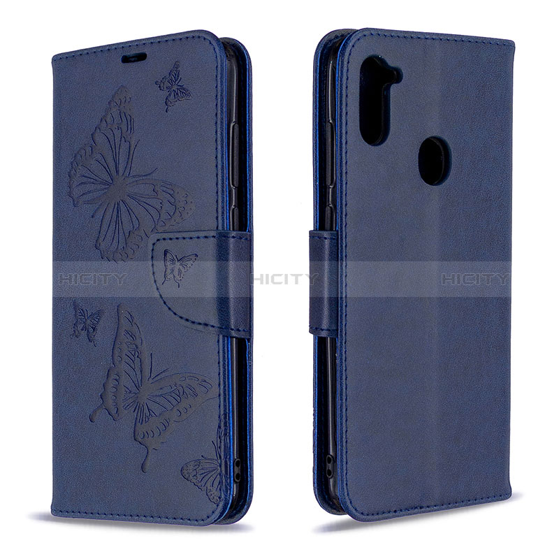 Coque Portefeuille Papillon Livre Cuir Etui Clapet B01F pour Samsung Galaxy A11 Bleu Plus