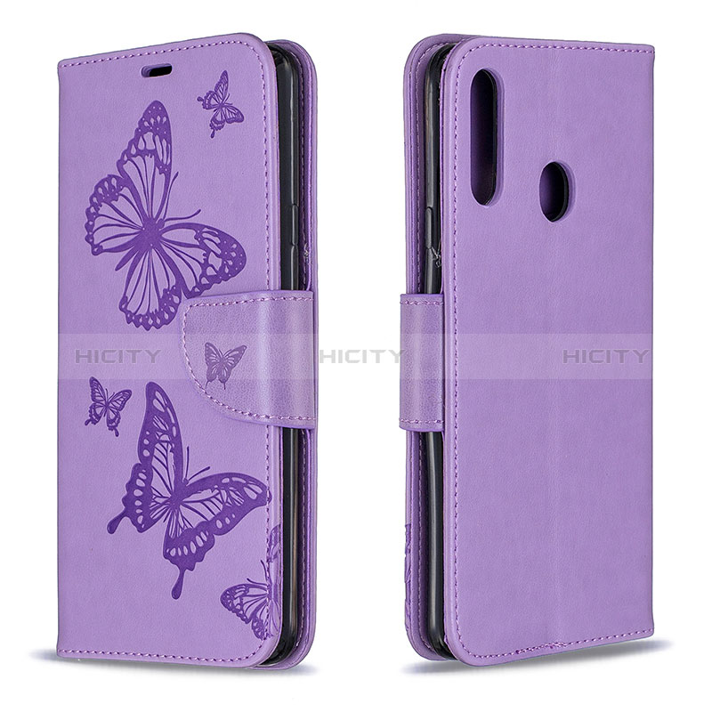 Coque Portefeuille Papillon Livre Cuir Etui Clapet B01F pour Samsung Galaxy A20s Violet Clair Plus