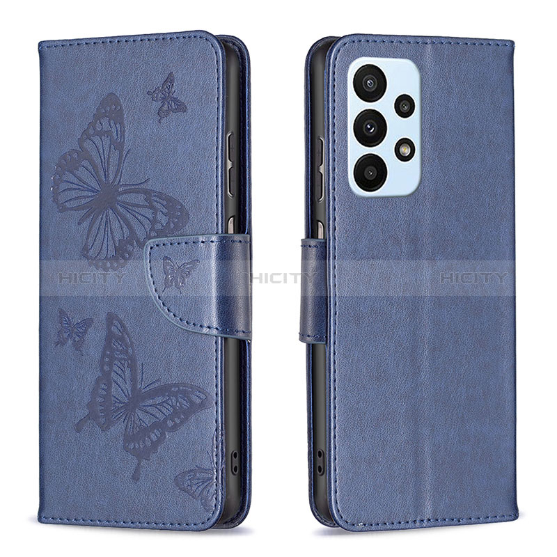 Coque Portefeuille Papillon Livre Cuir Etui Clapet B01F pour Samsung Galaxy A23 5G Bleu Plus