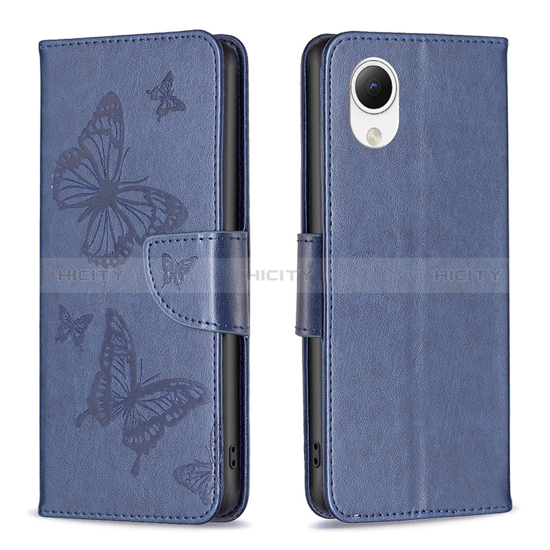 Coque Portefeuille Papillon Livre Cuir Etui Clapet B01F pour Samsung Galaxy A23e 5G Bleu Plus