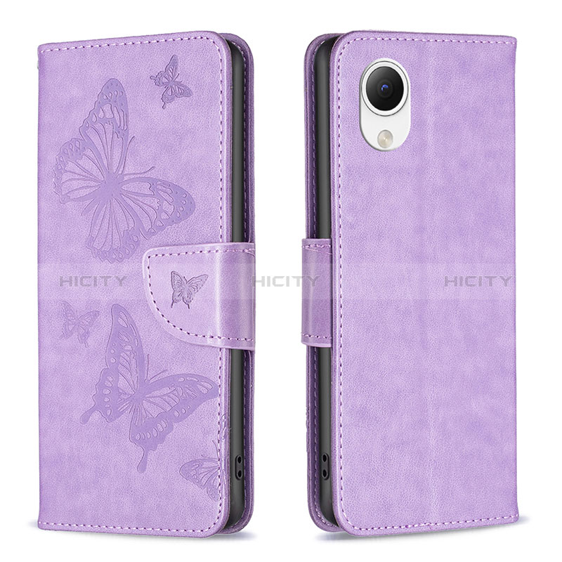 Coque Portefeuille Papillon Livre Cuir Etui Clapet B01F pour Samsung Galaxy A23e 5G Violet Clair Plus