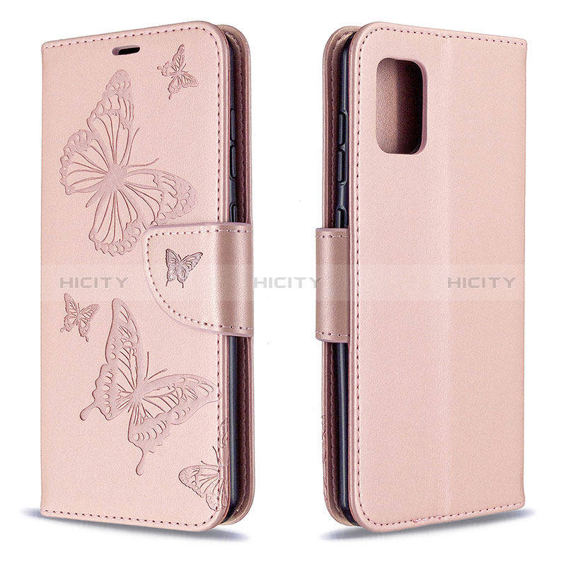 Coque Portefeuille Papillon Livre Cuir Etui Clapet B01F pour Samsung Galaxy A31 Or Rose Plus