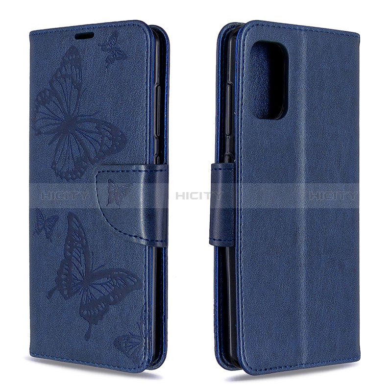 Coque Portefeuille Papillon Livre Cuir Etui Clapet B01F pour Samsung Galaxy A41 Bleu Plus