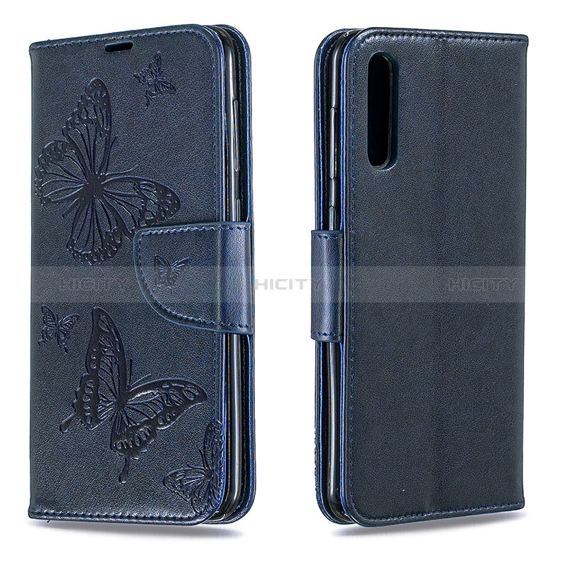 Coque Portefeuille Papillon Livre Cuir Etui Clapet B01F pour Samsung Galaxy A50 Bleu Plus