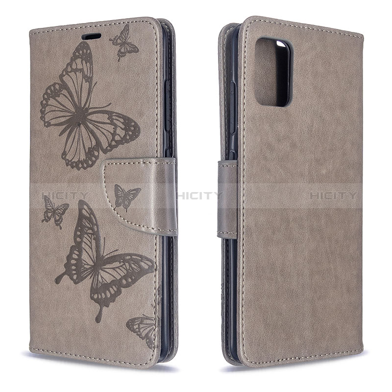 Coque Portefeuille Papillon Livre Cuir Etui Clapet B01F pour Samsung Galaxy A51 4G Gris Plus