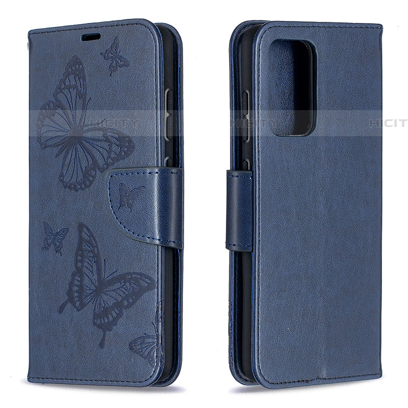 Coque Portefeuille Papillon Livre Cuir Etui Clapet B01F pour Samsung Galaxy A52 5G Bleu Plus