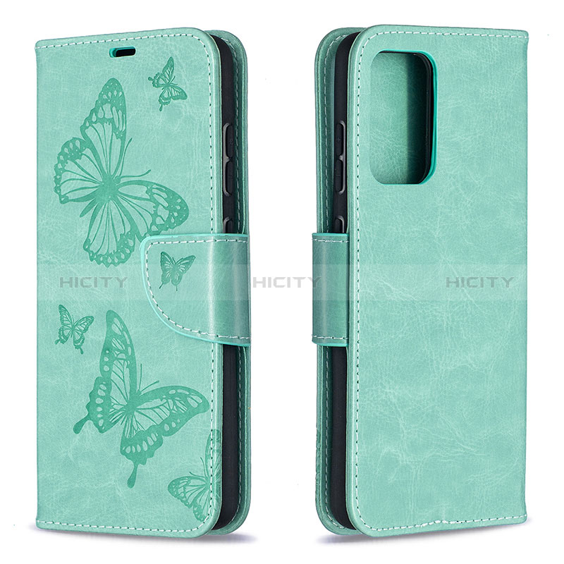 Coque Portefeuille Papillon Livre Cuir Etui Clapet B01F pour Samsung Galaxy A52s 5G Vert Plus