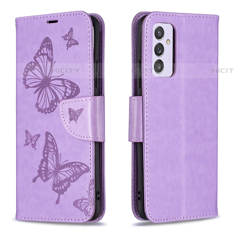 Coque Portefeuille Papillon Livre Cuir Etui Clapet B01F pour Samsung Galaxy A54 5G Violet Clair Plus