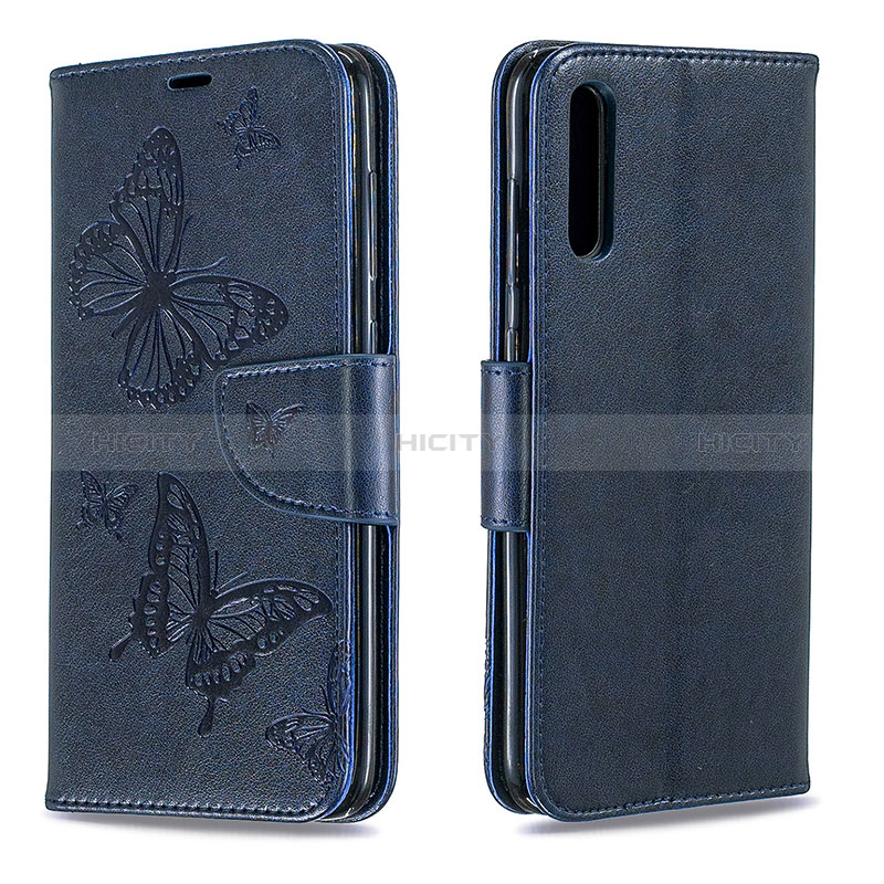 Coque Portefeuille Papillon Livre Cuir Etui Clapet B01F pour Samsung Galaxy A70 Bleu Plus