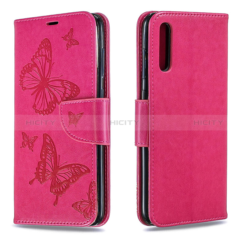 Coque Portefeuille Papillon Livre Cuir Etui Clapet B01F pour Samsung Galaxy A70S Rose Rouge Plus