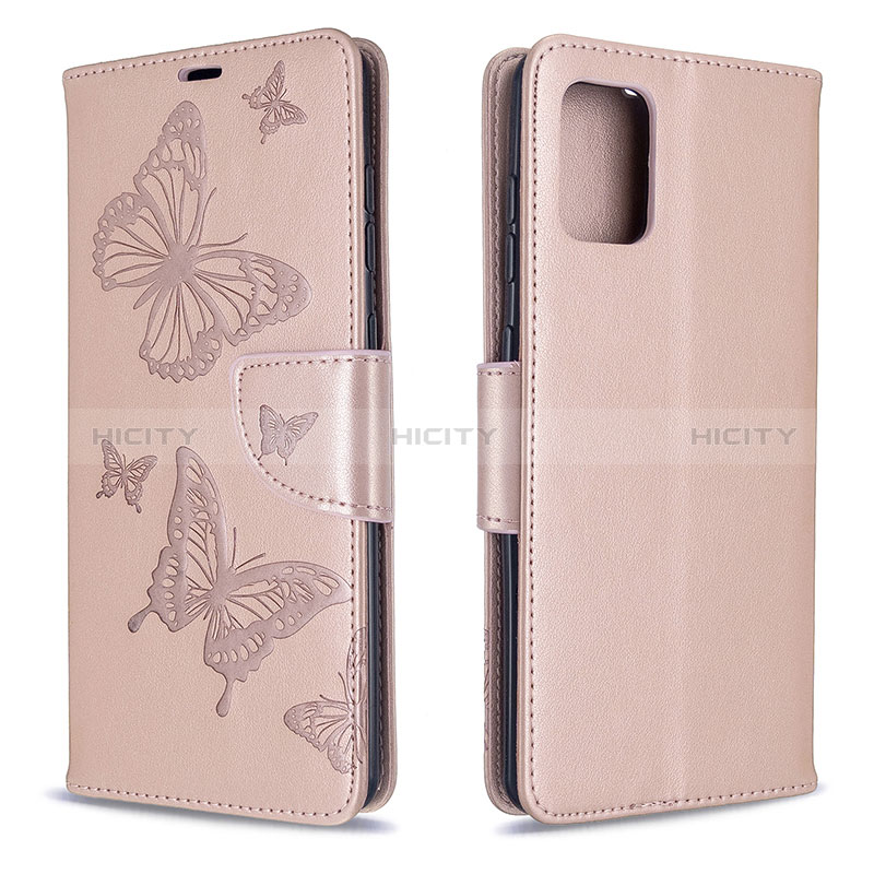 Coque Portefeuille Papillon Livre Cuir Etui Clapet B01F pour Samsung Galaxy A71 4G A715 Or Rose Plus