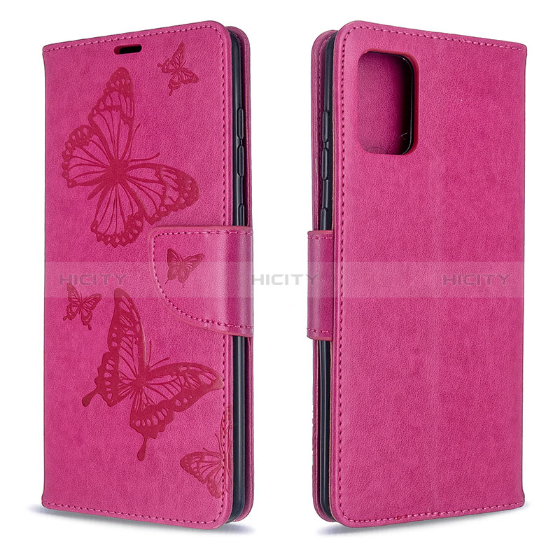 Coque Portefeuille Papillon Livre Cuir Etui Clapet B01F pour Samsung Galaxy A71 4G A715 Rose Rouge Plus