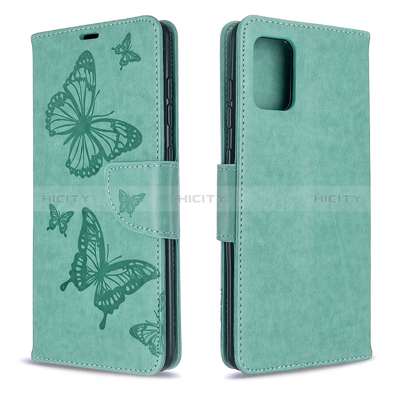 Coque Portefeuille Papillon Livre Cuir Etui Clapet B01F pour Samsung Galaxy A71 5G Vert Plus