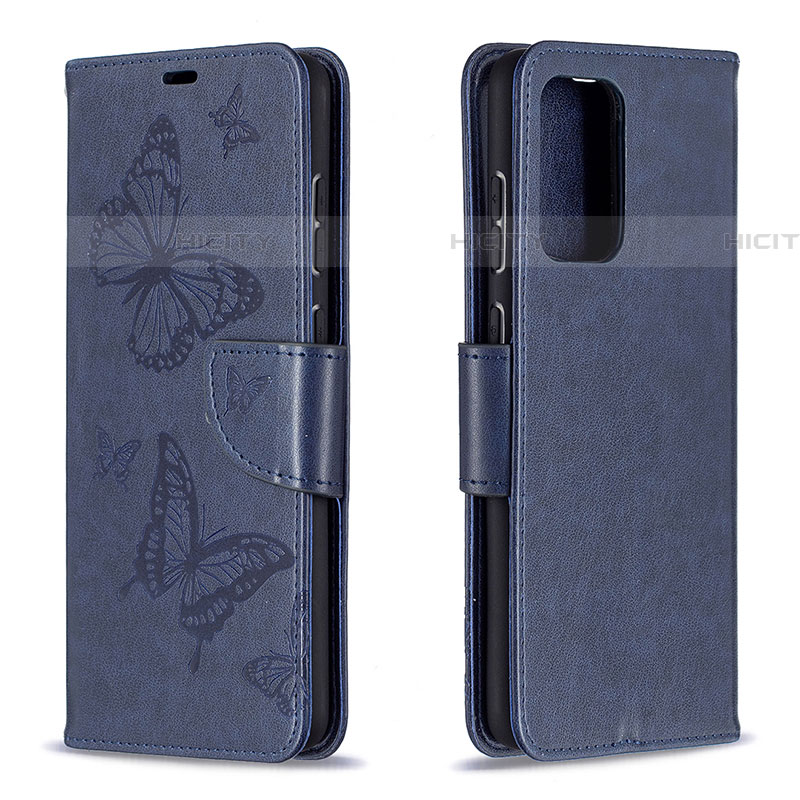 Coque Portefeuille Papillon Livre Cuir Etui Clapet B01F pour Samsung Galaxy A72 4G Bleu Plus