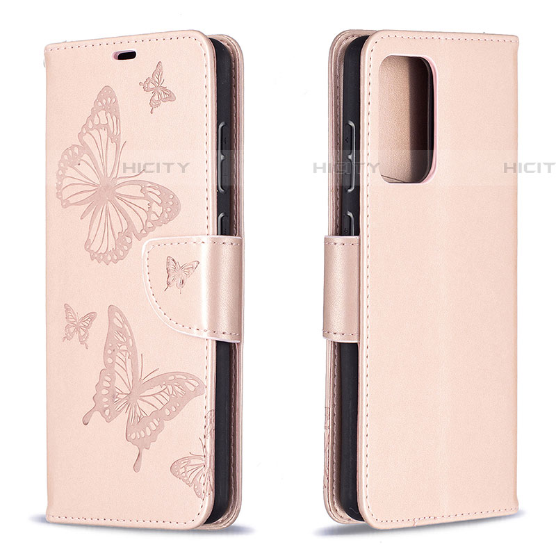 Coque Portefeuille Papillon Livre Cuir Etui Clapet B01F pour Samsung Galaxy A72 4G Or Rose Plus