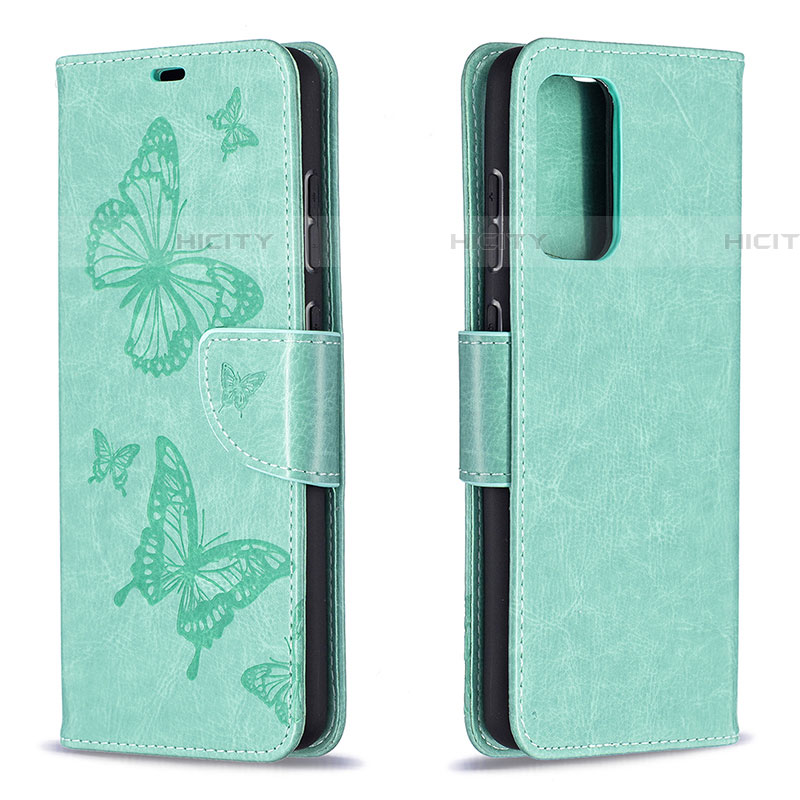 Coque Portefeuille Papillon Livre Cuir Etui Clapet B01F pour Samsung Galaxy A72 4G Vert Plus