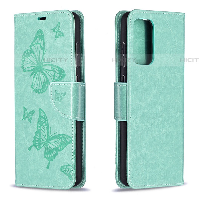 Coque Portefeuille Papillon Livre Cuir Etui Clapet B01F pour Samsung Galaxy A72 5G Vert Plus