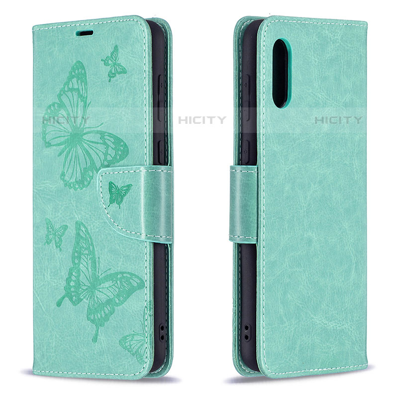 Coque Portefeuille Papillon Livre Cuir Etui Clapet B01F pour Samsung Galaxy M02 Vert Plus