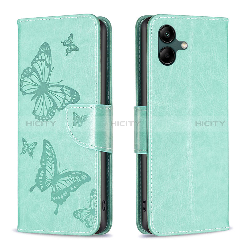 Coque Portefeuille Papillon Livre Cuir Etui Clapet B01F pour Samsung Galaxy M04 Vert Plus