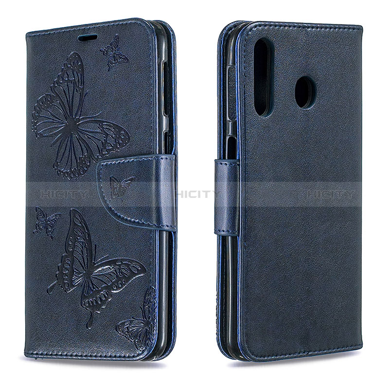 Coque Portefeuille Papillon Livre Cuir Etui Clapet B01F pour Samsung Galaxy M30 Bleu Plus